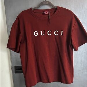 Gucci Burgundy Logo Tee - unisex